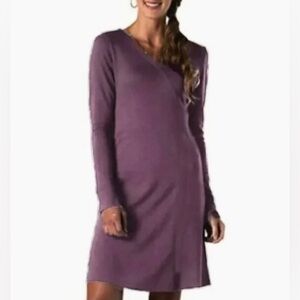 Horny Toad Finlay Dress Long Sleeve Faux Wrap Purple Size XL